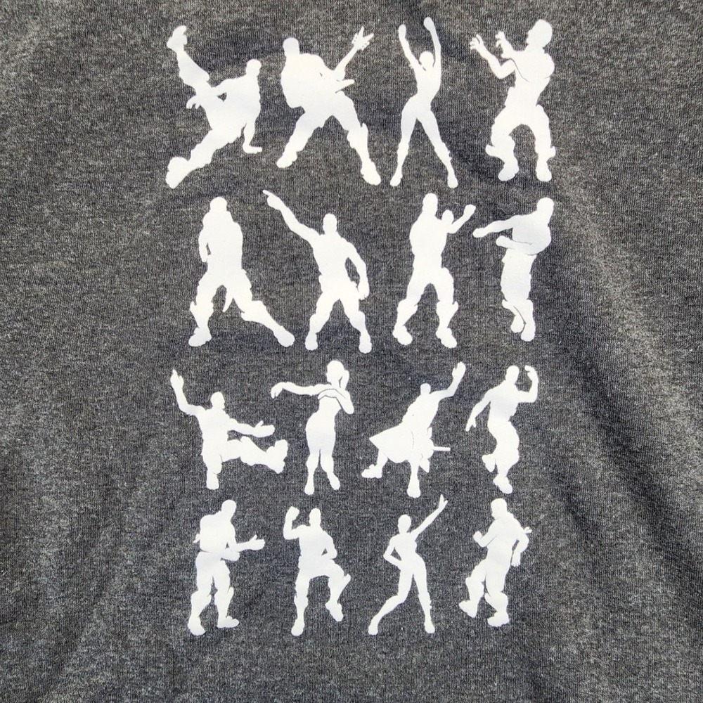 Fortnite Boys 14/16 Gray Hoodie Emote Dance Graphic Gamer Pullover Youth L Sweat